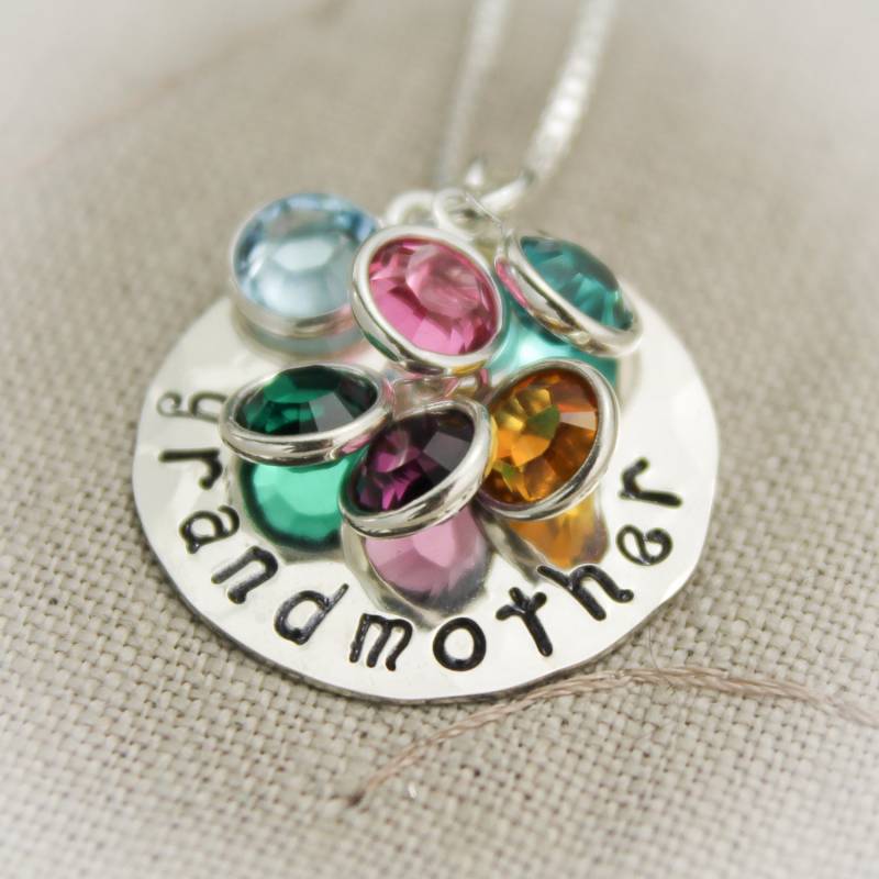 Großmutter Oder Mutter Personalisierte Halskette Sterling Silber Hand Gestempelt Schmuck von TracyTayanDesigns