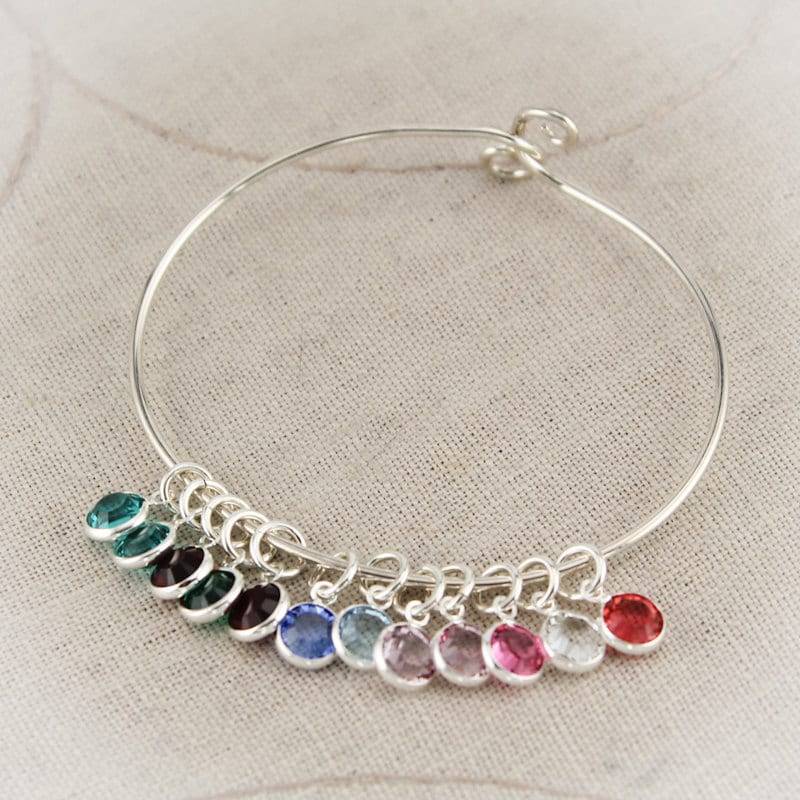 Mutter Oder Großmutter Charm Armreif Aus Sterling Silber Mit Geburtssteinen von TracyTayanDesigns