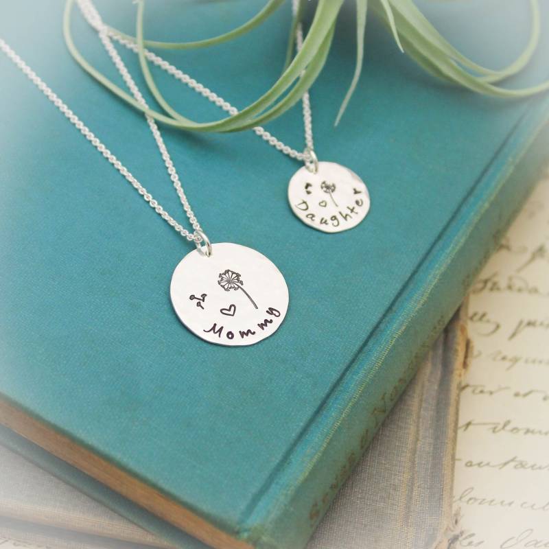Mutter Tochter Halskette Set Personalisiert Mit Birthstones Sterling Silber Hand Gestempelt Schmuck, Muttertagsgeschenk, + Geschenk von TracyTayanDesigns