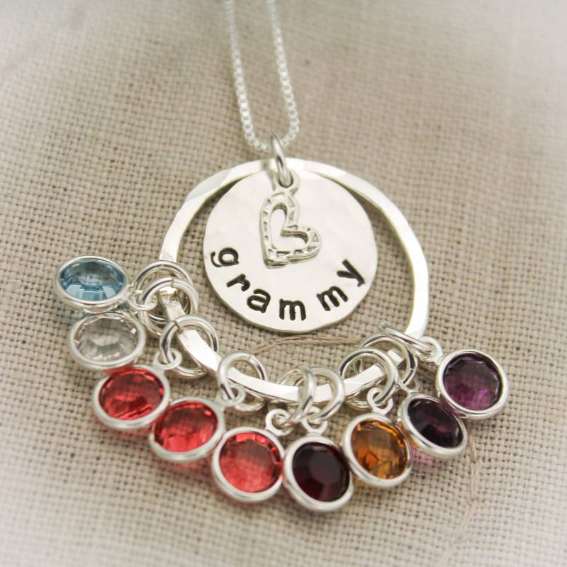 Oma Birthstone Halskette in Sterling Silber - Geschenk Für Großmutter Muttertagsgeschenk Enkel von TracyTayanDesigns