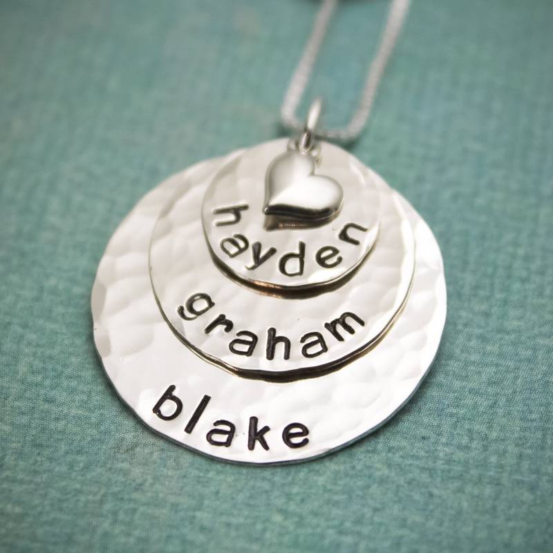 Personalisierte Sterling Silber Layered Mutter Halskette Hand Gestempelt Name Schmuck von TracyTayanDesigns