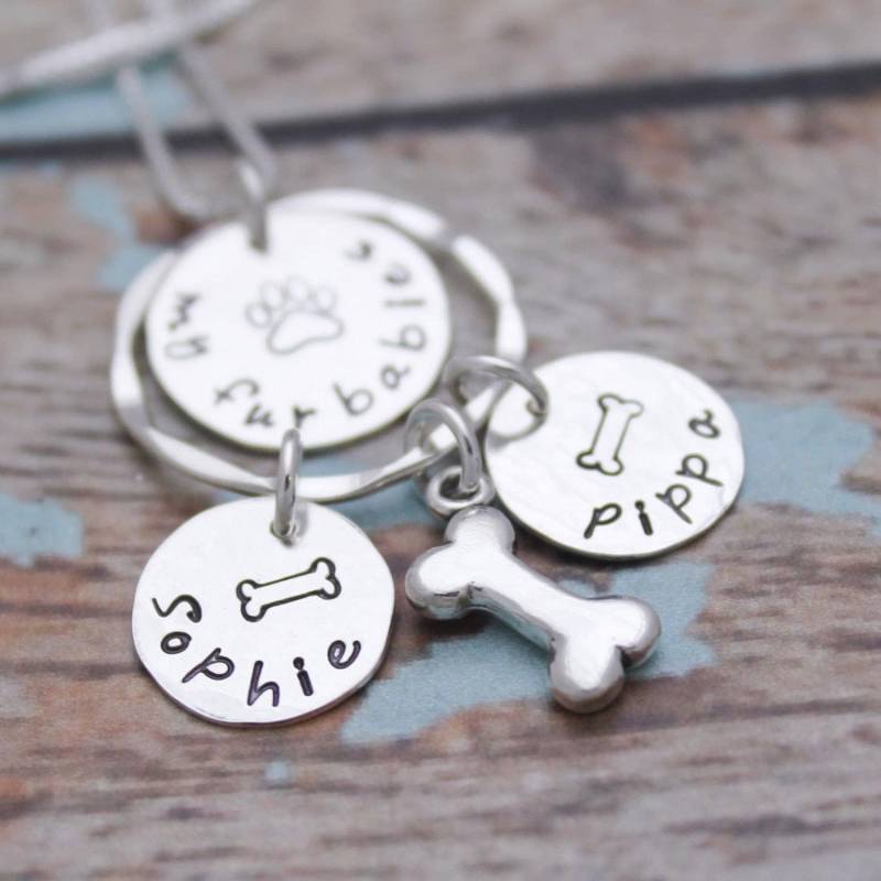 Personalisierte Sterling Silber Hunde Halskette Mit Namen Pelz Baby Schmuck Personalisierte Sterling Silber Hunde Halskette Mit Namen Pelz Baby Schmuck von TracyTayanDesigns