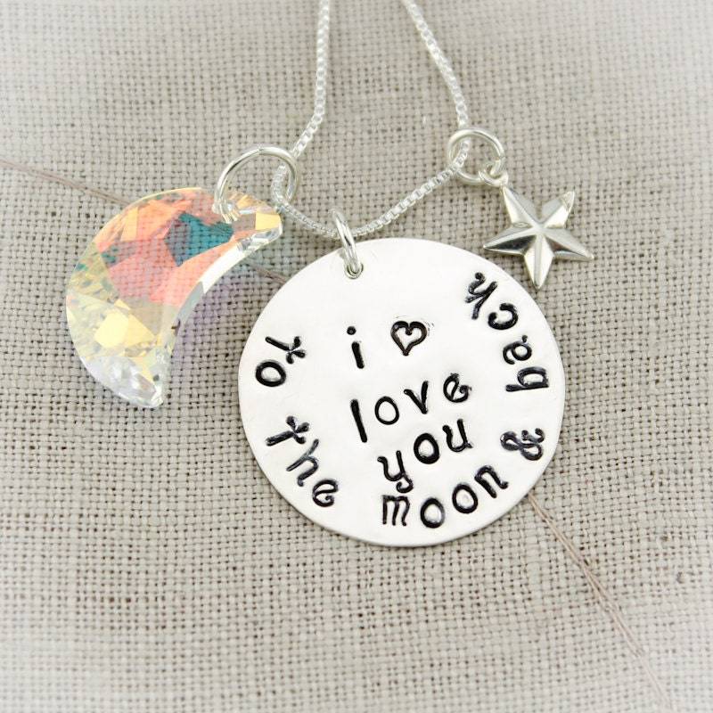 sterling Silber Ich Liebe Dich Zum Mond Und Zurück Halskette Hand Gestempelt Schmuck von TracyTayanDesigns