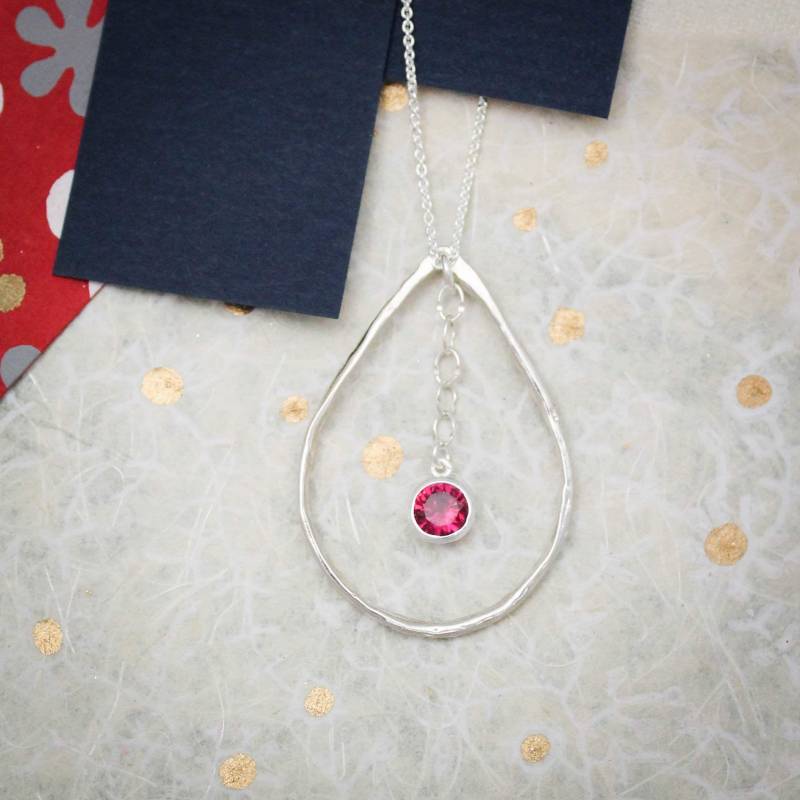 sterling Silber Juli Birthstone Halskette Rubin Teardrop Anhänger von TracyTayanDesigns