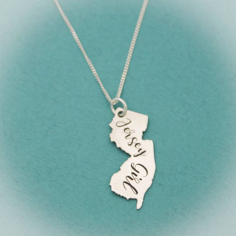 sterling Silber New Jersey Halskette Mädchen Mit Gravur von TracyTayanDesigns