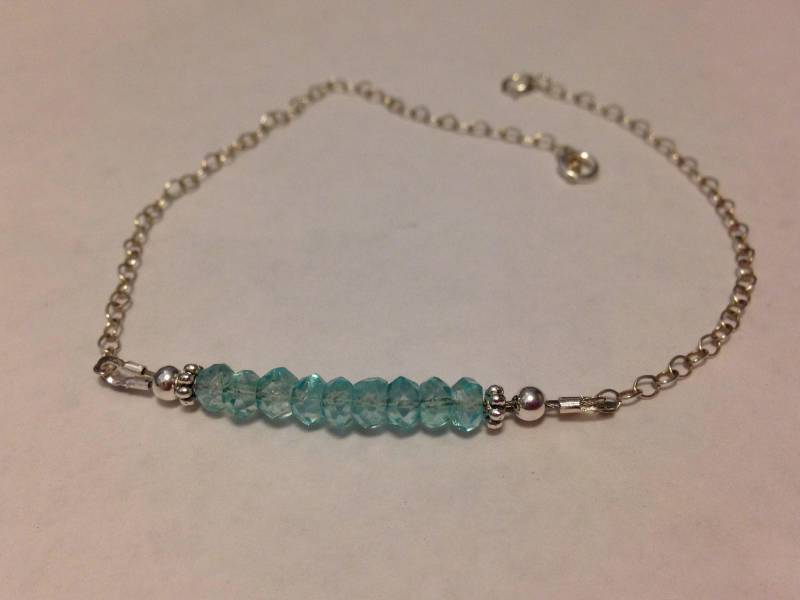 Aquamarin Fußkettchen Sommer Wasser Strand März Geburtsstein Sterling Silber Schmuck Körperschmuck Kristalle Edelstein von TracysMysticalGems