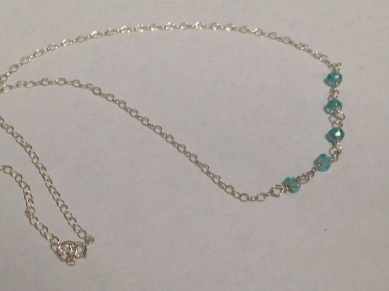 Aquamarin Halskette Draht Gewickelt Kette Und Link Birthstone Kristall März Silber von TracysMysticalGems