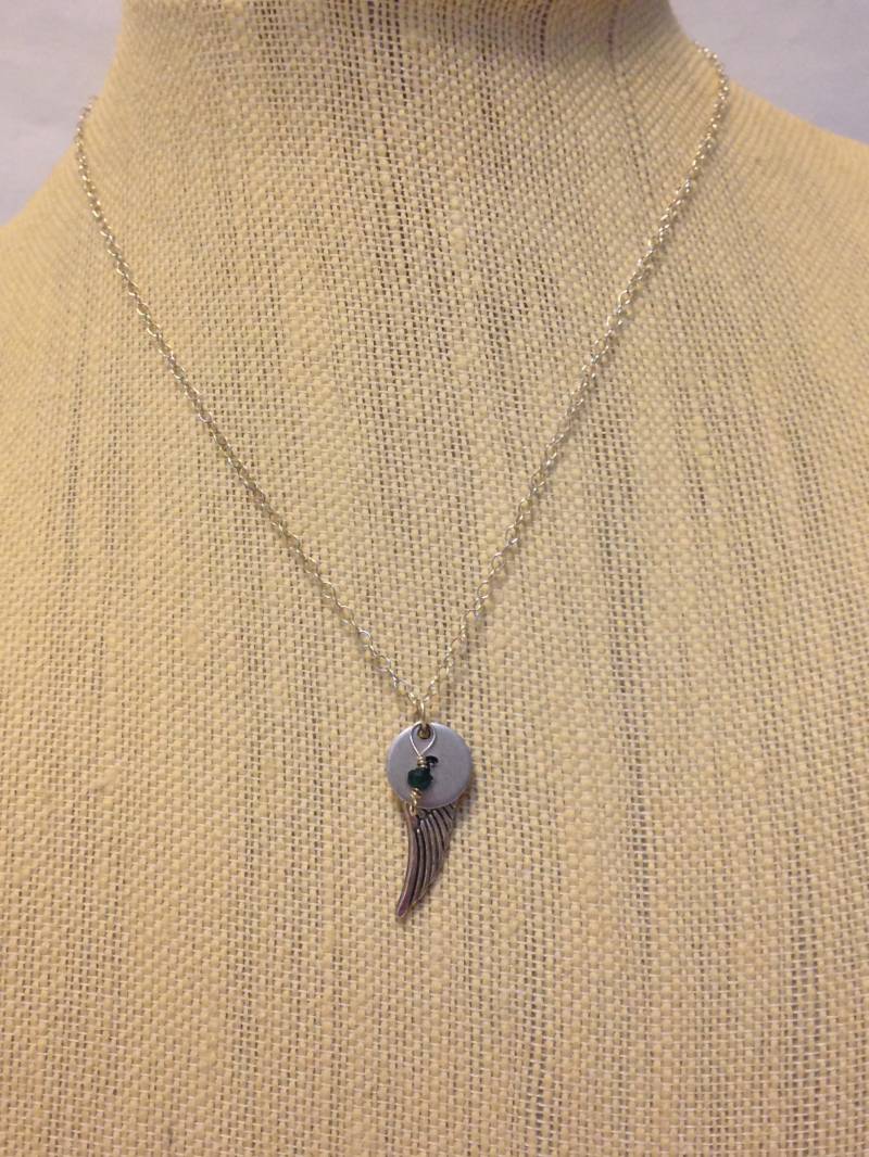 Memorial Halskette Erinnerung Schmuck Birthstone Engel Kette Silber Echte Edelsteine Kristalle Charm Engelsflügel von TracysMysticalGems