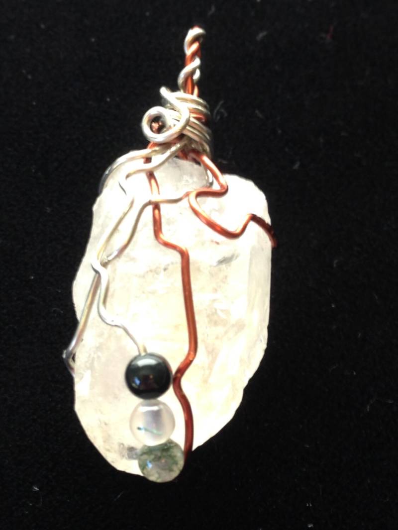 Quarz-Punkt-Wire-Wrap Mit Moosachat Perlen von TracysMysticalGems