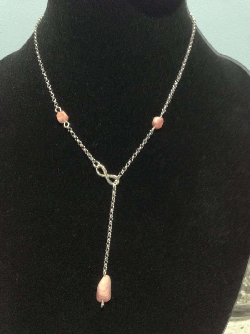 Rhodochrosit Halskette Aus Sterlingsilber Lasso Y-Kette Schichtung Kette Echte Edelsteine Natürliche Einstellbare von TracysMysticalGems