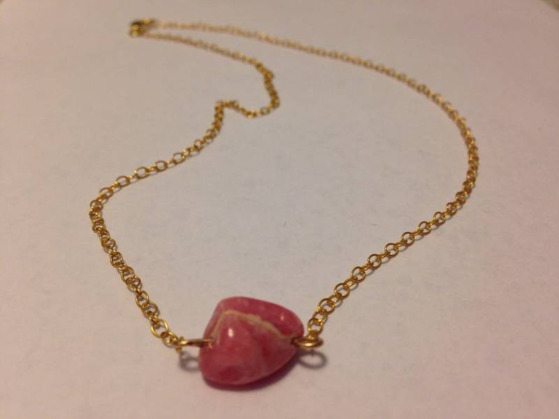 Rhodochrosit Halskette in Gold Edelsteinhalskette Echtem Kristall Kristallhalskette Layering Kette Goldhalskette von TracysMysticalGems