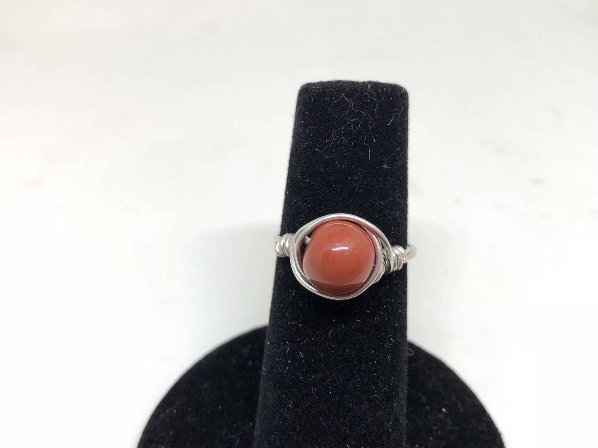 Roter Jaspis Ring Drahtring Kupfer Silber Ton Schutzstein Glücksstein von TracysMysticalGems