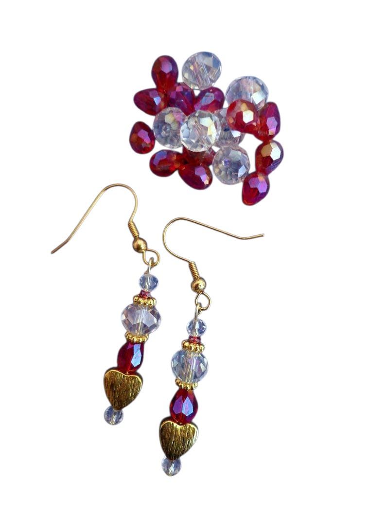 Gold Herz Ohrringe, Rotes Schmuck, Rote Ohrringe Gold Herz Ohrringe, Rotes Schmuck, Rote Ohrringe von TraderTrudys