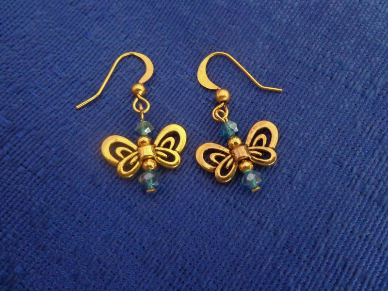 Gold Schmetterling Ohrringe, Schmetterling Ohrringe, Blauer Ohrringe Gold Schmetterling Ohrringe, Schmetterling Ohrringe, Blauer Ohrringe von TraderTrudys