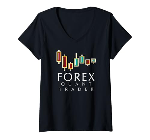 Damen Forex Quant Kerzenständer Muster bleiben flüssig T-Shirt mit V-Ausschnitt von Trading Mindset Collective