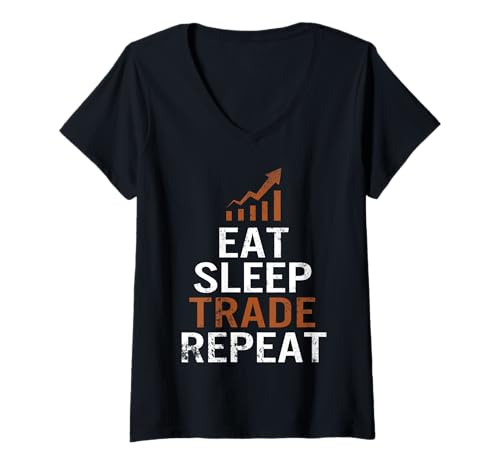 Damen Eat Sleep Trade Repeat Stock Trader Forex Trading Lover Men T-Shirt mit V-Ausschnitt von Trading Tees by WaitForjuly Co.