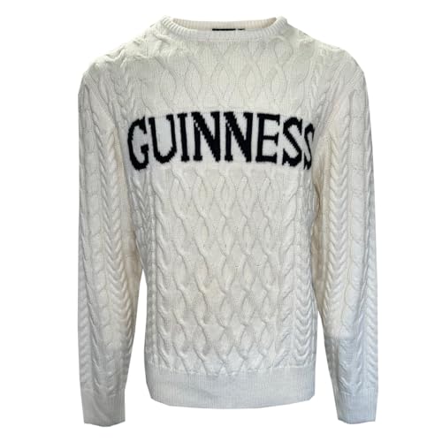 Guinness Strickpullover im Aran-Stil in Schwarz oder Weiß, weiß, XXL Guinness Strickpullover im Aran-Stil in Schwarz oder Weiß, weiß, XXL von Traditional Craft Limited