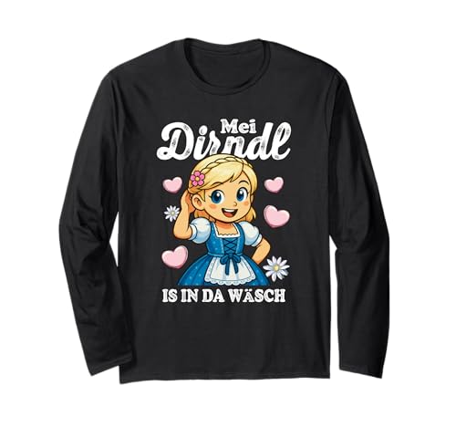 Lustiger MEI Dirndl is in da Wäsch Spruch Bayern Langarmshirt von Traditionelle Bayerische Trachten Spaß
