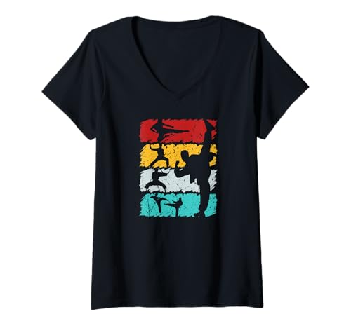 Damen Vintage Martial Arts Karate T-Shirt mit V-Ausschnitt Damen Vintage Martial Arts Karate T-Shirt mit V-Ausschnitt von Traditionelle Kampfkunst Motive für Kampfsport