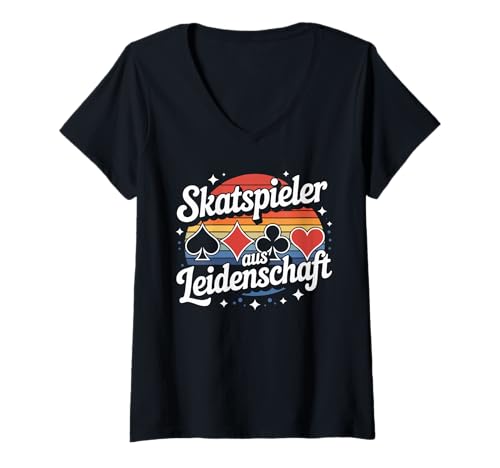 Damen Skatspieler Aus Leidenschaft Skatkarten T-Shirt mit V-Ausschnitt von Traditionelle Kartenspiele Skat Skatliebhaber