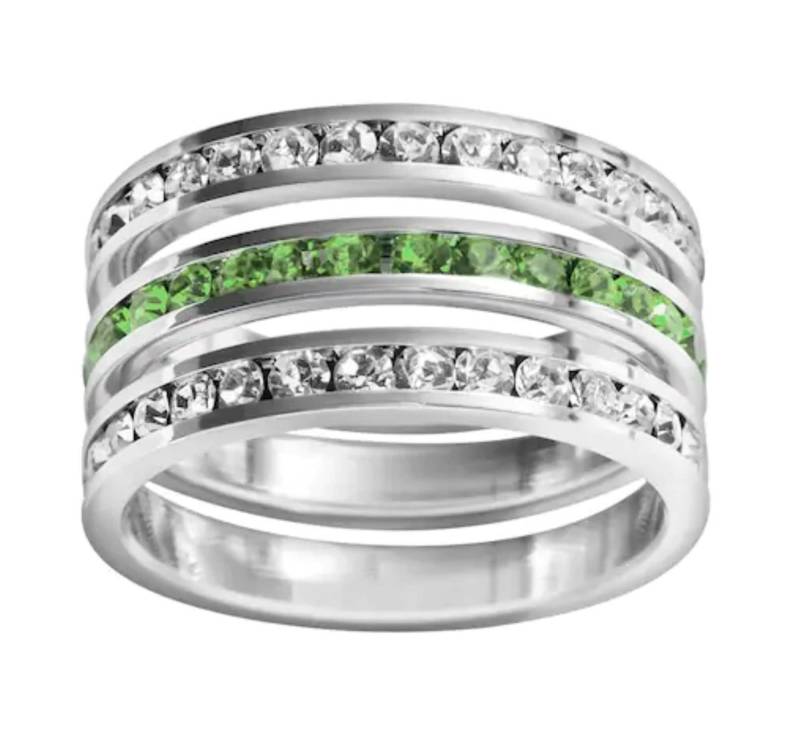 Sale - Orig. Preis 60, 00/August Geburtsstein 2 Klar Und 1 Peridot Swarovski Kristall Sterling Silber Channel Set Eternity Ring 3 Sale - Orig. Preis 60, 00/August Geburtsstein 2 Klar Und 1 Peridot Swarovski Kristall Sterling Silber Channel Set Eternity Ring 3 von TraditionsJewelryCo