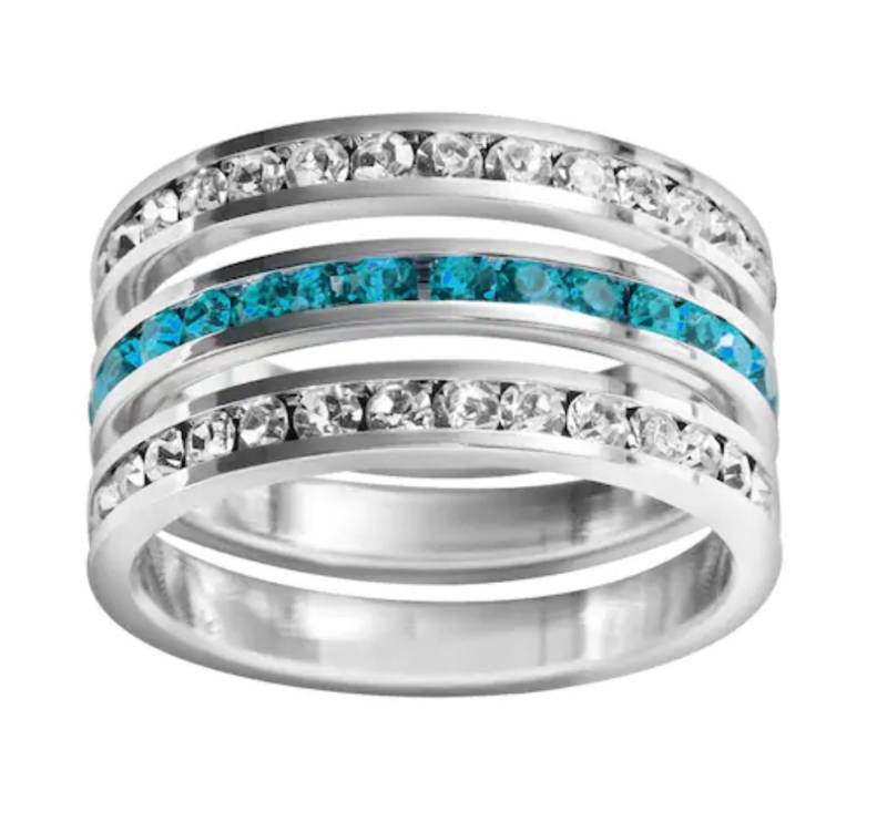 Sale - Orig. Preis 60, 00/Dezember Geburtsstein 2 Klar Und 1 Blau Zirkon Swarovski Kristall Sterling Silber Channel Set Eternity Ring 3 Sale - Orig. Preis 60, 00/Dezember Geburtsstein 2 Klar Und 1 Blau Zirkon Swarovski Kristall Sterling Silber Channel Set Eternity Ring 3 von TraditionsJewelryCo