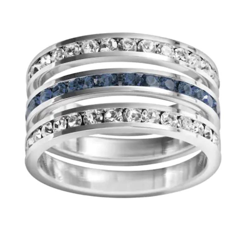 Sale - Orig. Preis 60, 00/September Geburtsstein 2 Klar Und 1 Saphir Swarovski Kristall Sterling Silber Channel Set Eternity Ring 3 Sale - Orig. Preis 60, 00/September Geburtsstein 2 Klar Und 1 Saphir Swarovski Kristall Sterling Silber Channel Set Eternity Ring 3 von TraditionsJewelryCo
