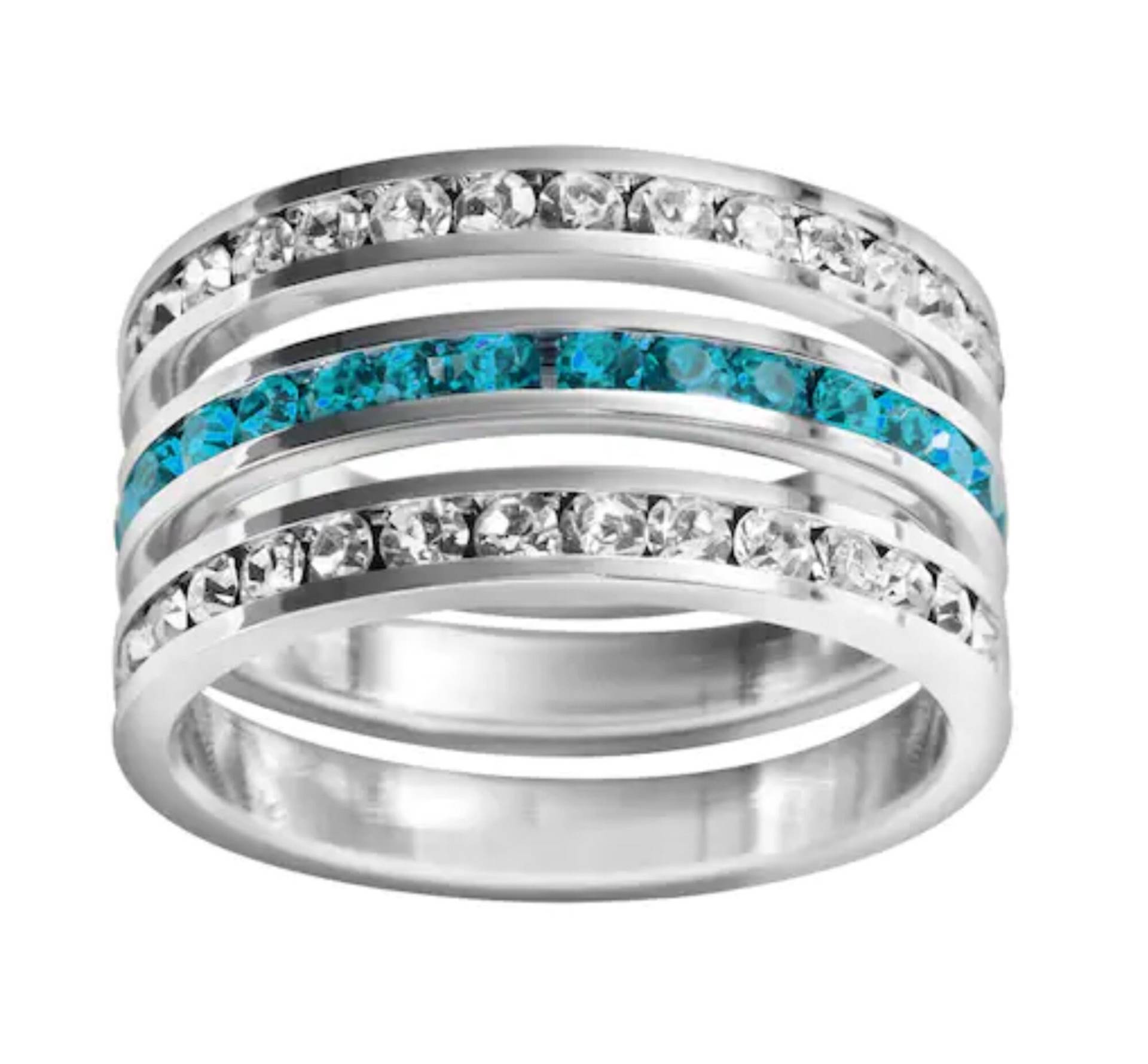 Sale - Orig. Preis 60, 00/sterling Silber Dezember Geburtsstein 2 Klar Und 1 Blau Topas Swarovski Kristall Kanal Set Eternity Ring 3 Sale - Orig. Preis 60, 00/sterling Silber Dezember Geburtsstein 2 Klar Und 1 Blau Topas Swarovski Kristall Kanal Set Eternity Ring 3 von TraditionsJewelryCo