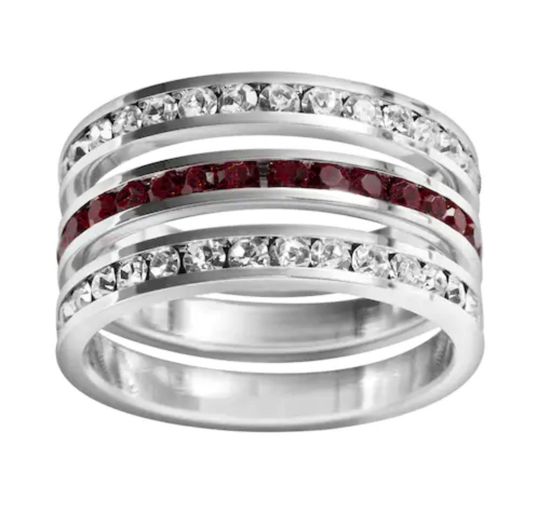 Swarovski Crystal 2 Klar Und 1 Granat Januar Geburtsstein Sterling Silber Eternity Ring 3 Stück Swarovski Crystal 2 Klar Und 1 Granat Januar Geburtsstein Sterling Silber Eternity Ring 3 Stück von TraditionsJewelryCo