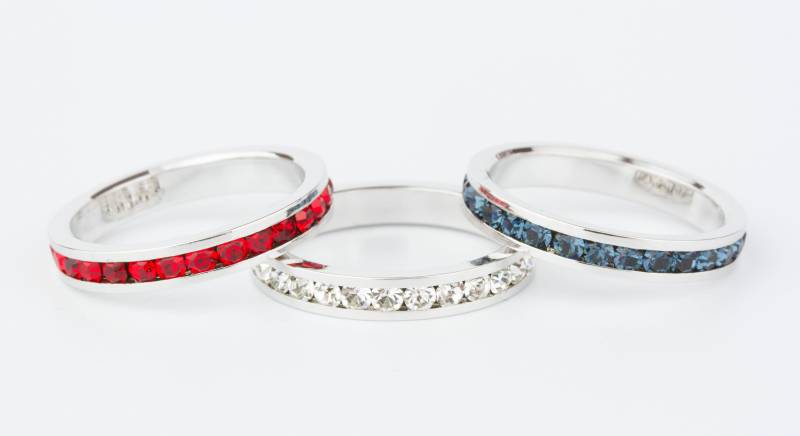 Swarovski Crystal 3 Ring Set in Rot, Weiß Und Blau - Sterling Silver Channel I Love America Swarovski Crystal 3 Ring Set in Rot, Weiß Und Blau - Sterling Silver Channel I Love America von TraditionsJewelryCo