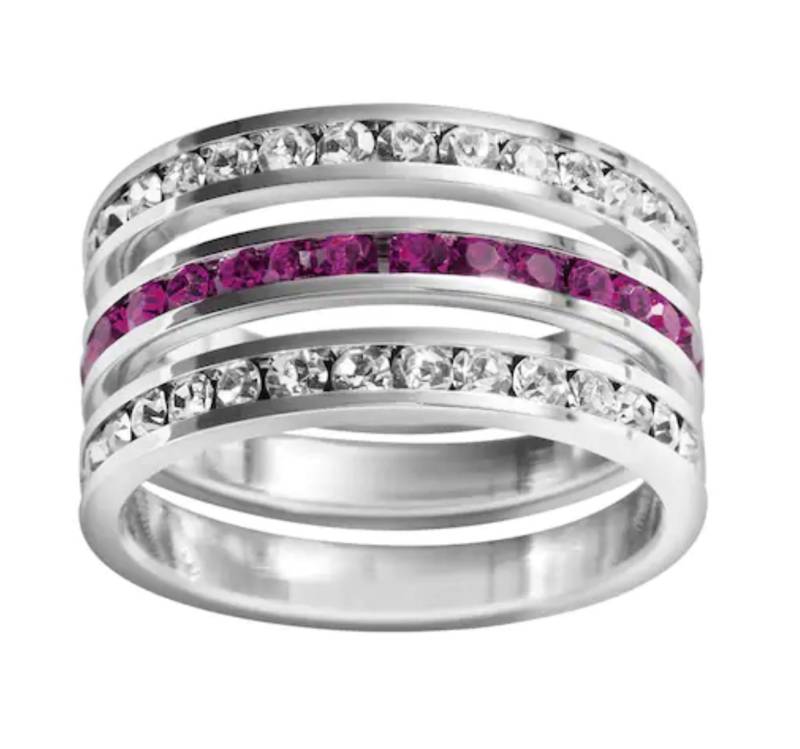 Swarovski Kristall Eternity Ring 3 Stück Set - 2 Klar Und 1 Amethyst Februar Geburtsstein in Sterling Silber Swarovski Kristall Eternity Ring 3 Stück Set - 2 Klar Und 1 Amethyst Februar Geburtsstein in Sterling Silber von TraditionsJewelryCo