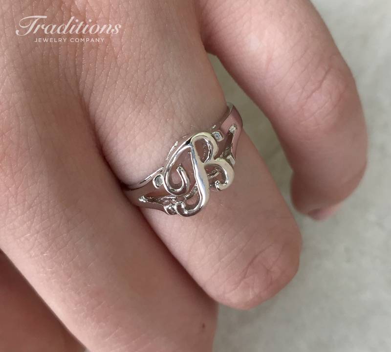 sterling Silber Initial B Ring - Monogramm Personalisierter Buchstabe Minimal Schmuck Zierliche Ringe von TraditionsJewelryCo