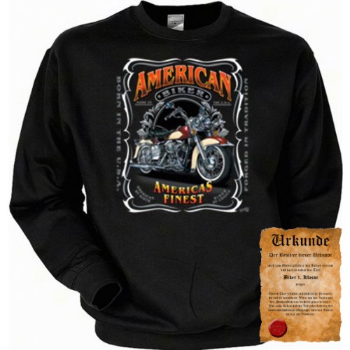 trag-das Cooles Biker Sweatshirt + Ukunde - Motiv American Bikers - Sweater Herren Motorrad Pulli Geschenk Weihnachten Geburtstag von Träumeland