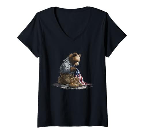 Damen Tragic Bear Grafik für Solider und Symbolic T-Shirt mit V-Ausschnitt Damen Tragic Bear Grafik für Solider und Symbolic T-Shirt mit V-Ausschnitt von Tragic USA Bear