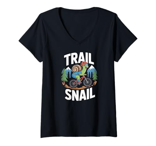 Damen Trail Snail Mountainbiking Lustiger Radsport-Liebhaber T-Shirt mit V-Ausschnitt Damen Trail Snail Mountainbiking Lustiger Radsport-Liebhaber T-Shirt mit V-Ausschnitt von Trail Snail Mountain Bike Cycling MTB Humor