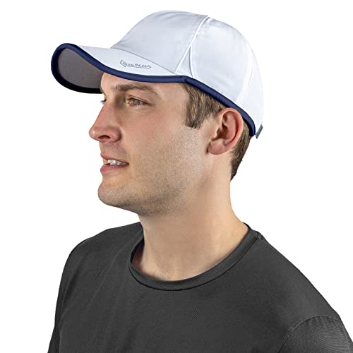 TrailHeads Cap Herren Sommer mit UV-Schutz - Schnell Trocknende Sport Kappe Herren Sommer - UPF 50 Laufkappe Herren für den Sommer - weiß/Marineblau von TrailHeads