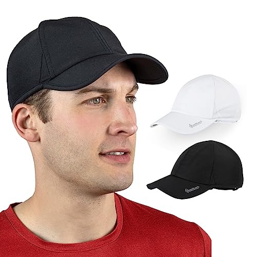 TrailHeads Cap Herren Sommer mit UV-Schutz - Schnell Trocknende Sport Kappe Herren Sommer - UPF 50 Laufkappe Herren für den Sommer - weiß & schwarz Doppelpack von TrailHeads