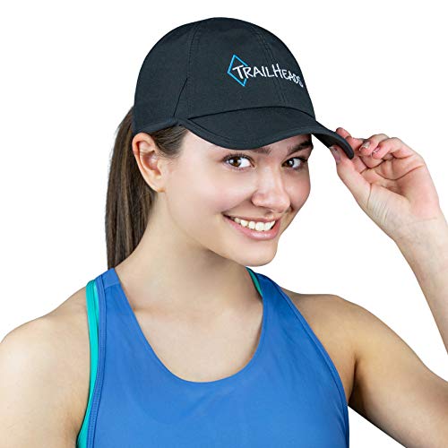 TrailHeads Laufkappe Mit UV-Schutz | Damen Cap Schirmmütze - Schwarz mit Logo, Einheitsgröße von TrailHeads