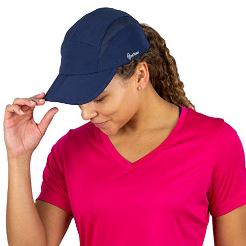 TrailHeads Faltbare Laufkappe für Damen | Kappe Damen Sommer mit UV-Schutz - Marineblau von TrailHeads