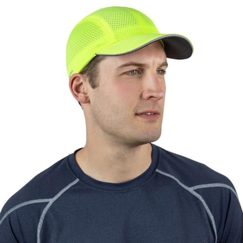 TrailHeads Race Day Performance Laufkappe – Leichte, Schnell Trocknende Cap für Herren – Laufmütze - Textmarker gelb von TrailHeads