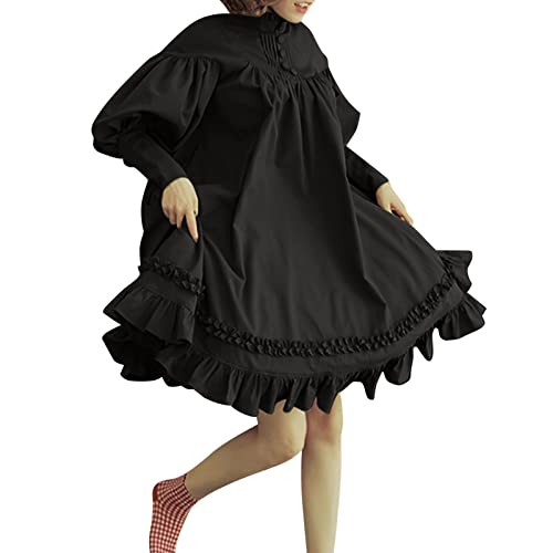 Trachten-Kleid Dirndl Damen Sissy Maid Kleid Trachtenkleid Damen Cosplay Schminke Set Anime Karneval Kostüm Mädchen Zeitreise Kostüm Maid Dress Sexy von Trailrest