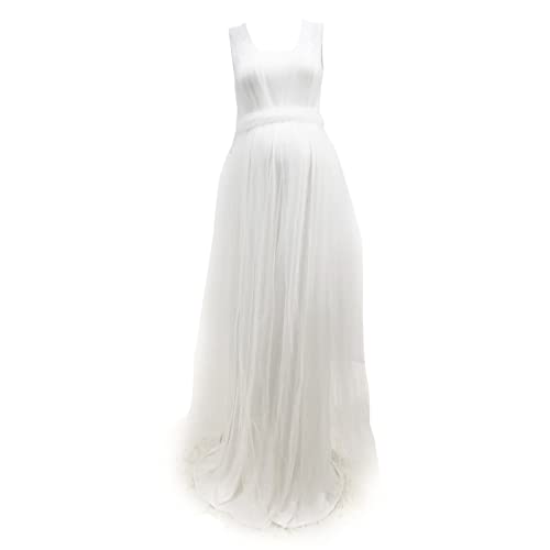 Trailrest Damen Umstandskleid Sommer Lang, Schwangerschaft Still Pyjama Kurz Geburtskleid Umstandsrock Sommer Nachthemd Lang für Schwangere und Stillzeit (Weiß, XL) von Trailrest