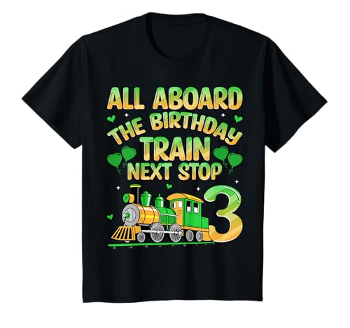 All Aboard The Birthday Lokomotive 3rd Birthday Kids T-Shirt von Train 3rd Birthday Gifts Co.