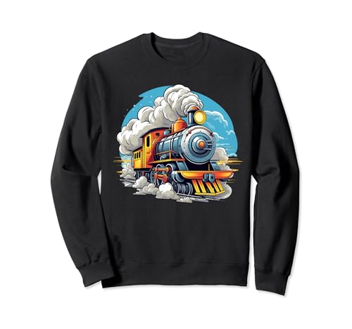 Bunter Zug I Kinder Zug Sweatshirt von Train Art I Cartoon Train I Steam Locomotive
