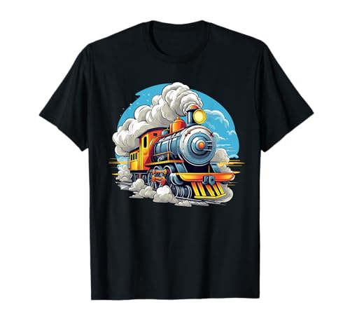 Bunter Zug I Kinder Zug T-Shirt von Train Art I Cartoon Train I Steam Locomotive