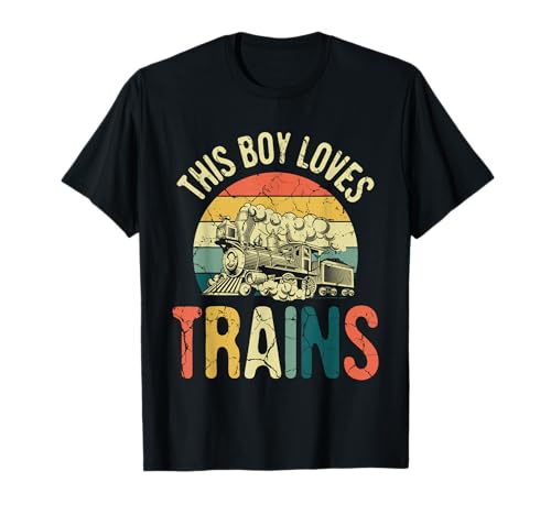 This Boy Loves Trains Modelleisenbahn Zug Vintage Eisenbahn T-Shirt von Train & Trains Gift