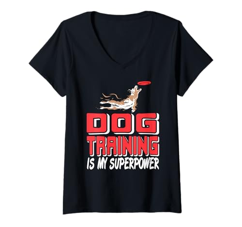 Damen Hundetraining Ist Meine Superkraft Sport Helden T-Shirt mit V-Ausschnitt Damen Hundetraining Ist Meine Superkraft Sport Helden T-Shirt mit V-Ausschnitt von Trainer Selbstbewusst Fokus Hund Agilität