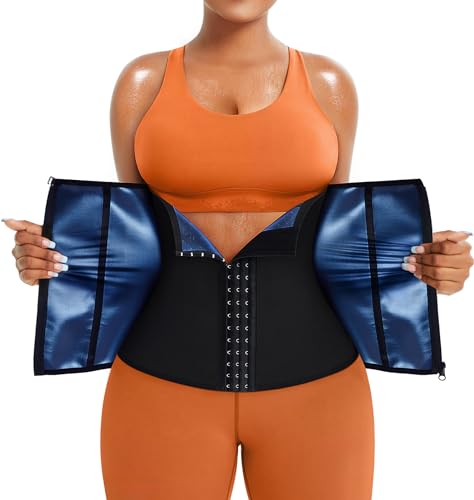 TrainingGirl Damen Taillentrainer Trimmer Korsett Gewichtsverlust Bauch Wrap Workout Gürtel Schweiß Bauch Band Sport Girdle Sauna Anzug, Schwarz, Small von TrainingGirl