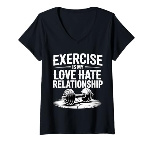 Damen Exercise is My Love Hate Relationship - T-Shirt mit V-Ausschnitt Damen Exercise is My Love Hate Relationship - T-Shirt mit V-Ausschnitt von Trainingsbeziehung Humor