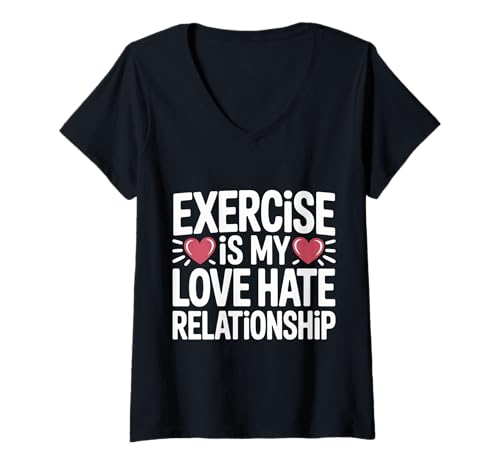 Damen Exercise is My Love Hate Relationship Trainingsfitness |- T-Shirt mit V-Ausschnitt Damen Exercise is My Love Hate Relationship Trainingsfitness |- T-Shirt mit V-Ausschnitt von Trainingsbeziehung Humor